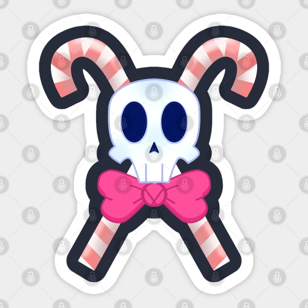 CANDY CANE SKULL Sticker by droidmonkey